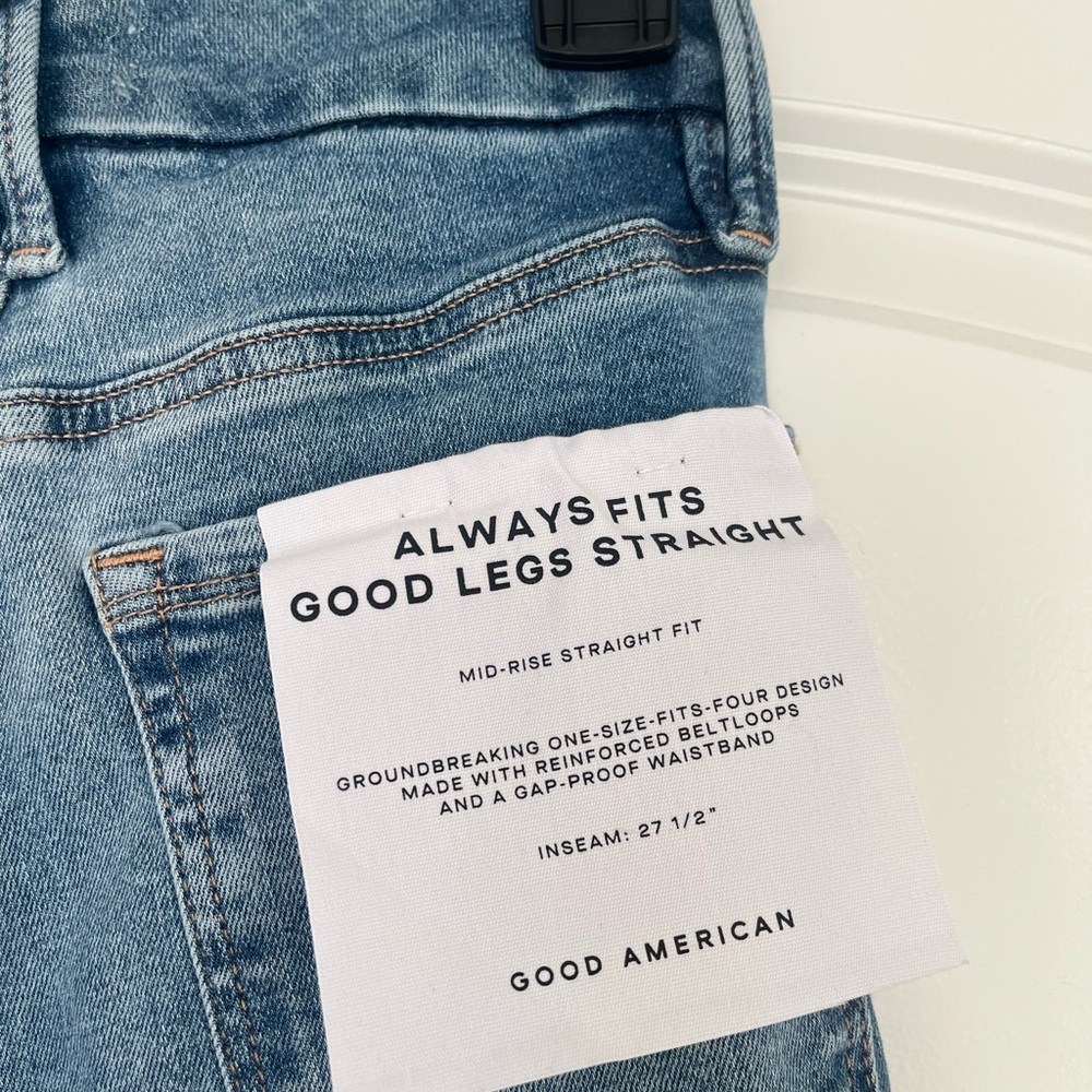 Good American Straight Leg Jeans in Medium Blue Wash - Picture 4 of 6